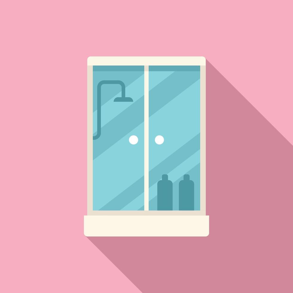 Apartment shower cabin icon flat vector. Glass door vector