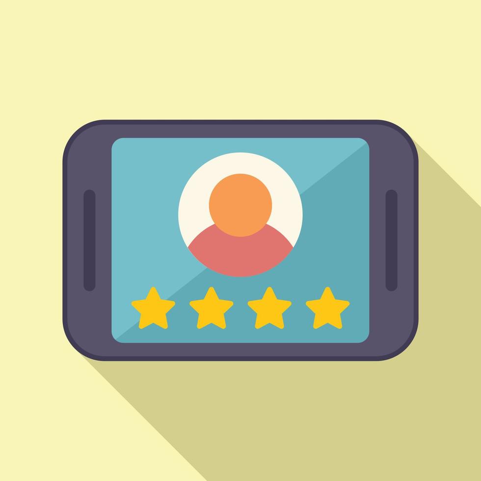 Tablet review icon flat vector. Star rate vector