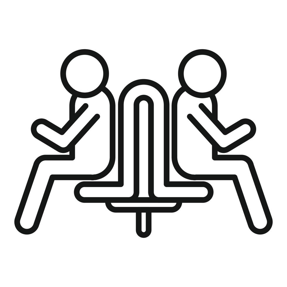 vector de contorno de icono de sillas de aeropuerto. área de espera