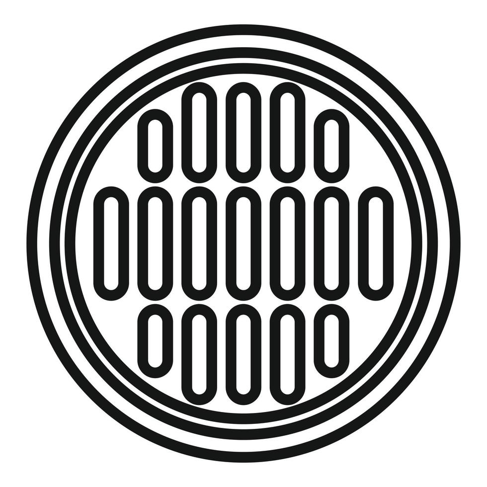 Metallic manhole icon outline vector. City road vector