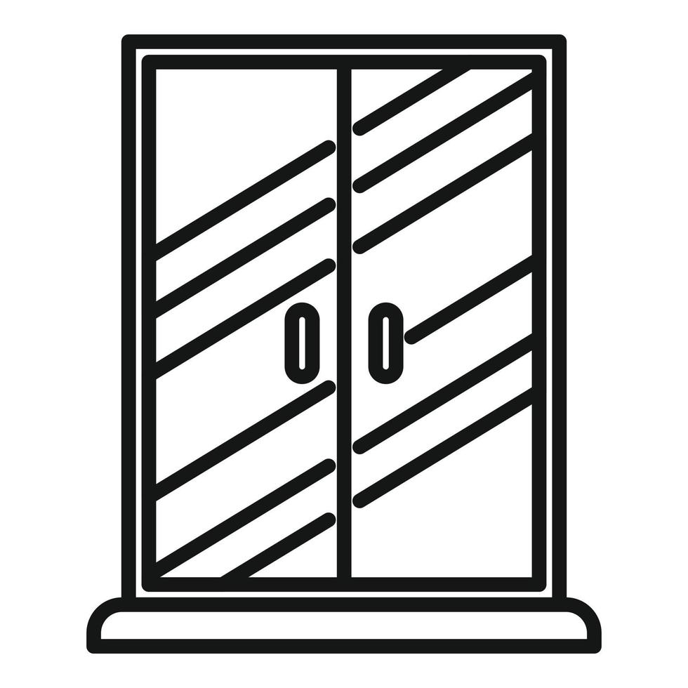 vector de contorno de icono de cabina compacta. ducha de vidrio