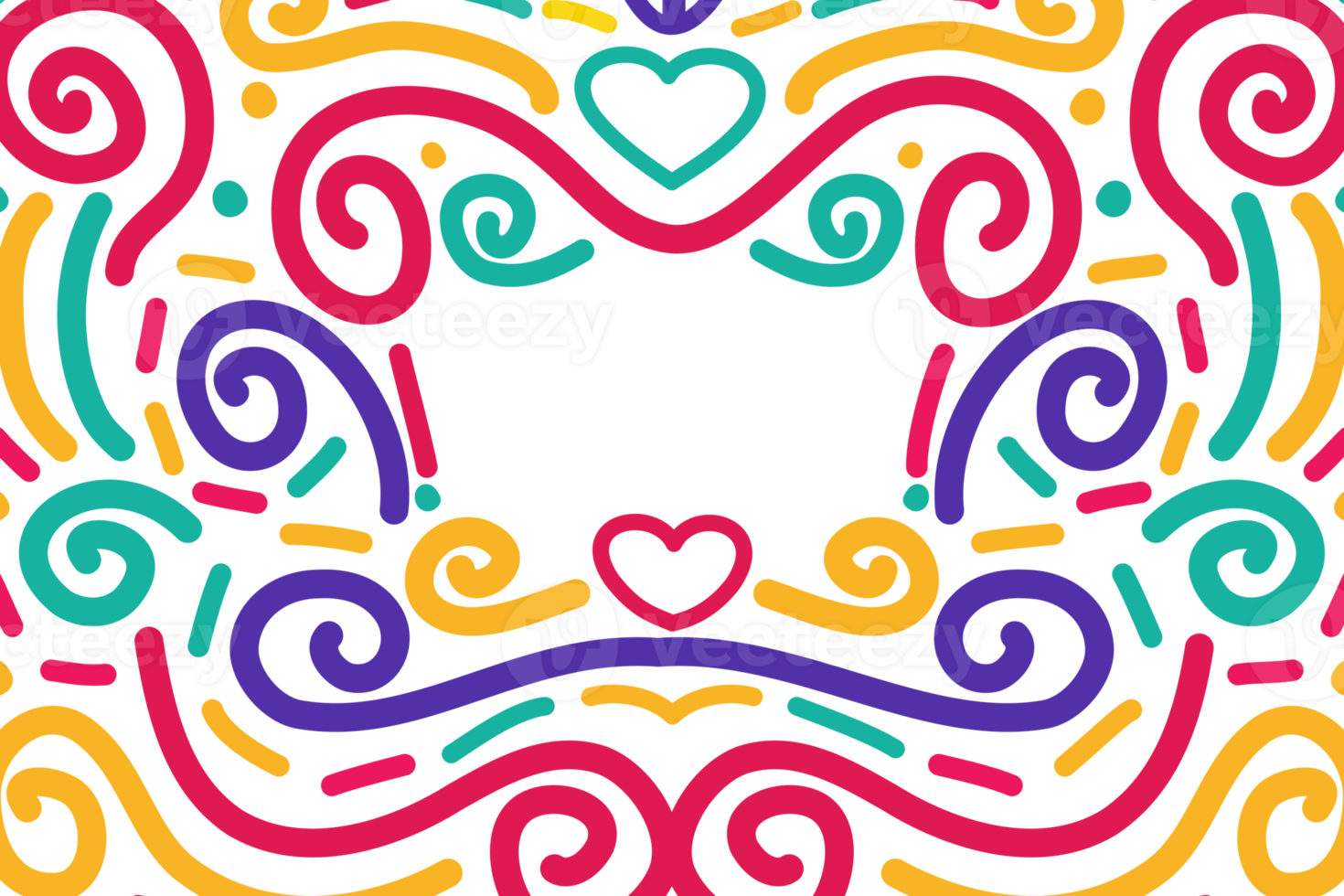 Cinco de mayo line art pattern for copy space. Colorful swirl outline for poster and banner. png