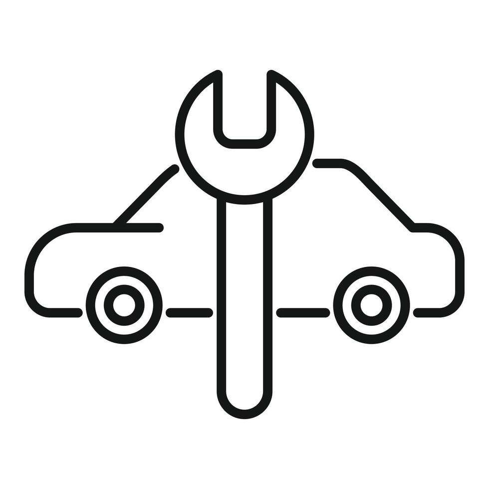 vector de contorno de icono de servicio de llave de coche. motor de repuesto