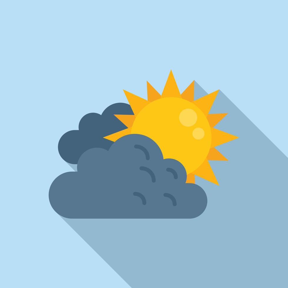 Cloudy sun icon flat vector. Rain forecast vector