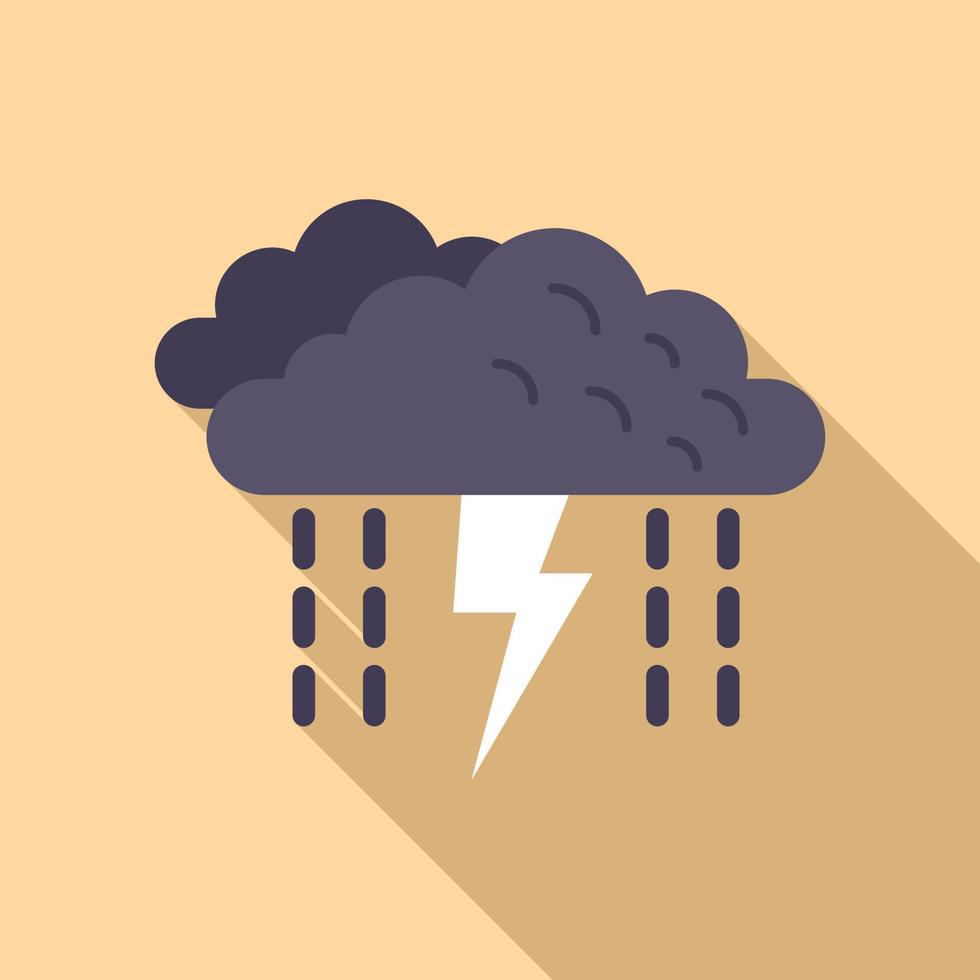 Rain thunderstorm icon flat vector. Cloud forecast vector