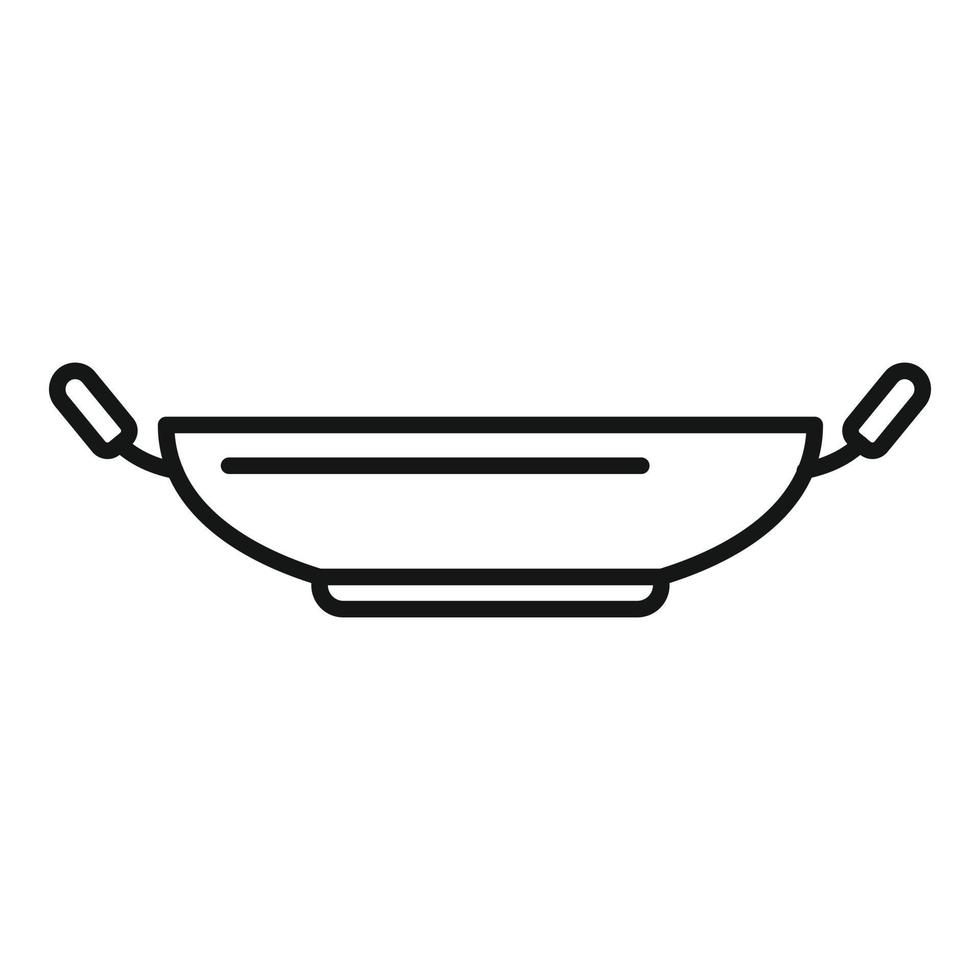 Stir wok frying pan icon outline vector. Oil stove vector