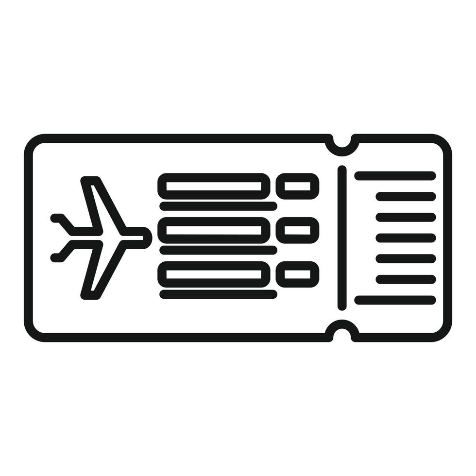 vector de esquema de icono de billete de avión de plantilla. volar viaje