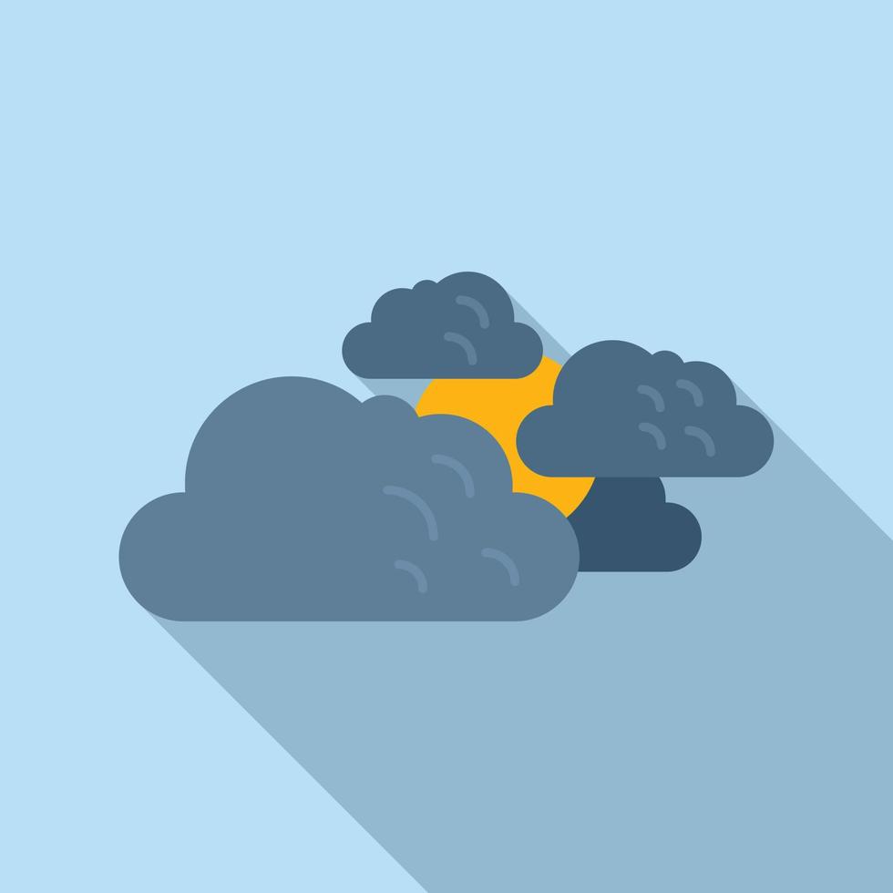 Cloudy sun icon flat vector. Cold sunshine vector