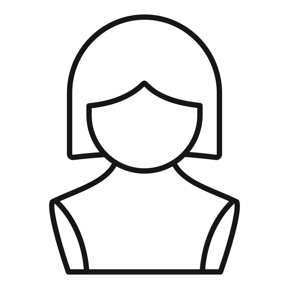 Short wig icon outline vector. Head style vector