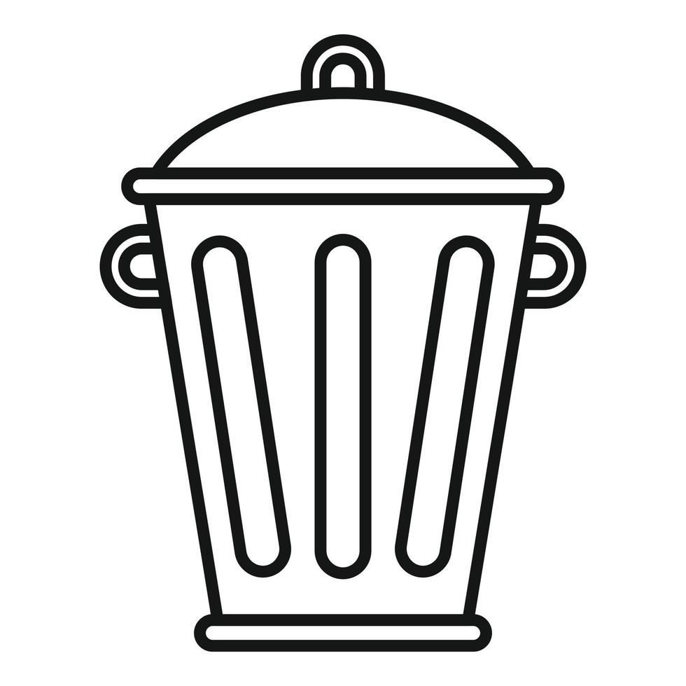 Steel recycle bin icon outline vector. Reduce trash vector