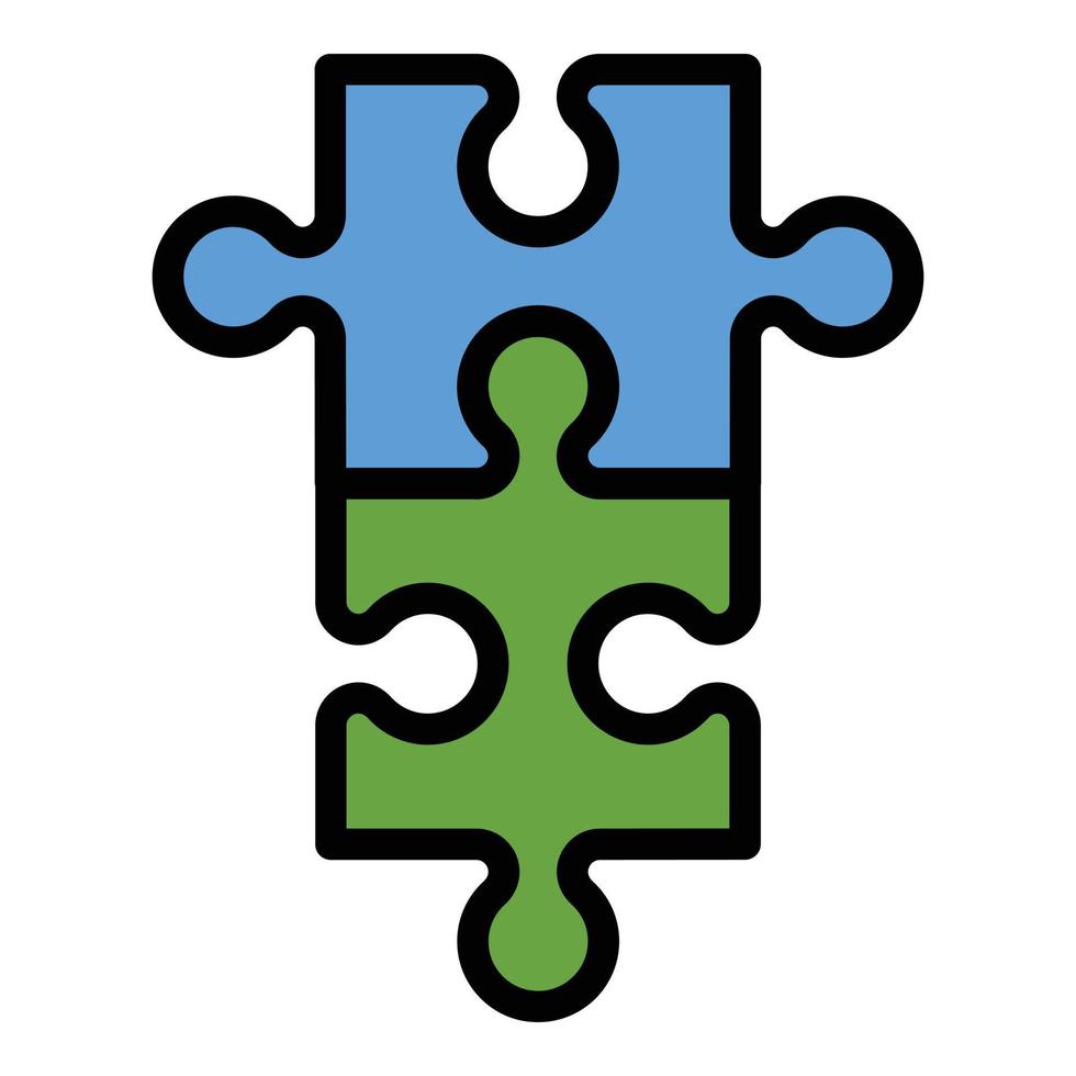 Puzzle assemble icon color outline vector