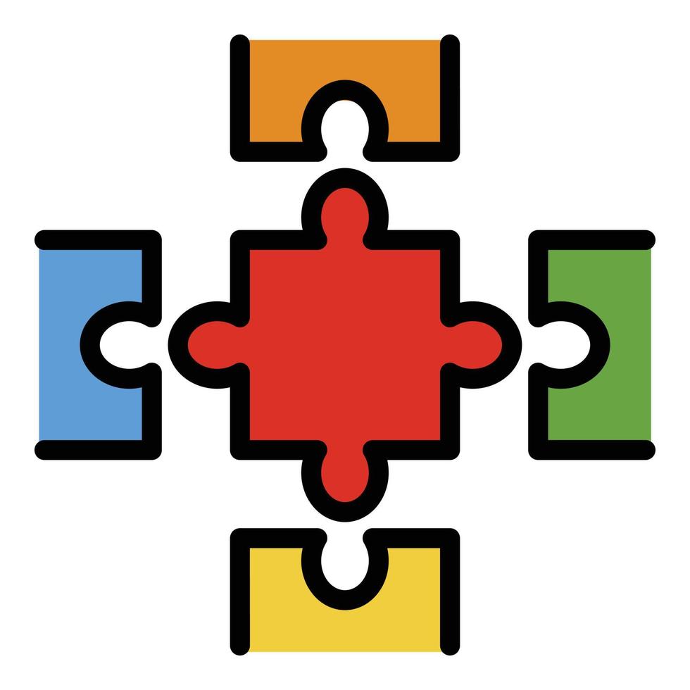 Complete puzzle icon color outline vector