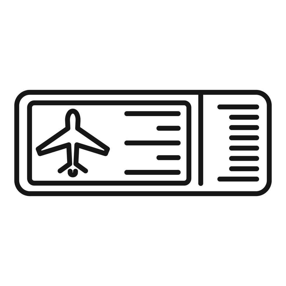 vector de contorno de icono de billete de avión. pasajero de linea aerea