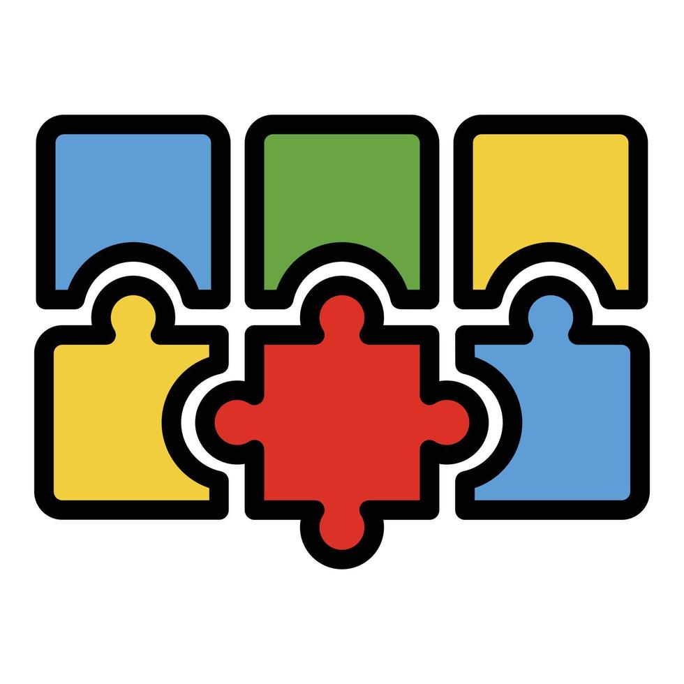 Puzzle combination icon color outline vector