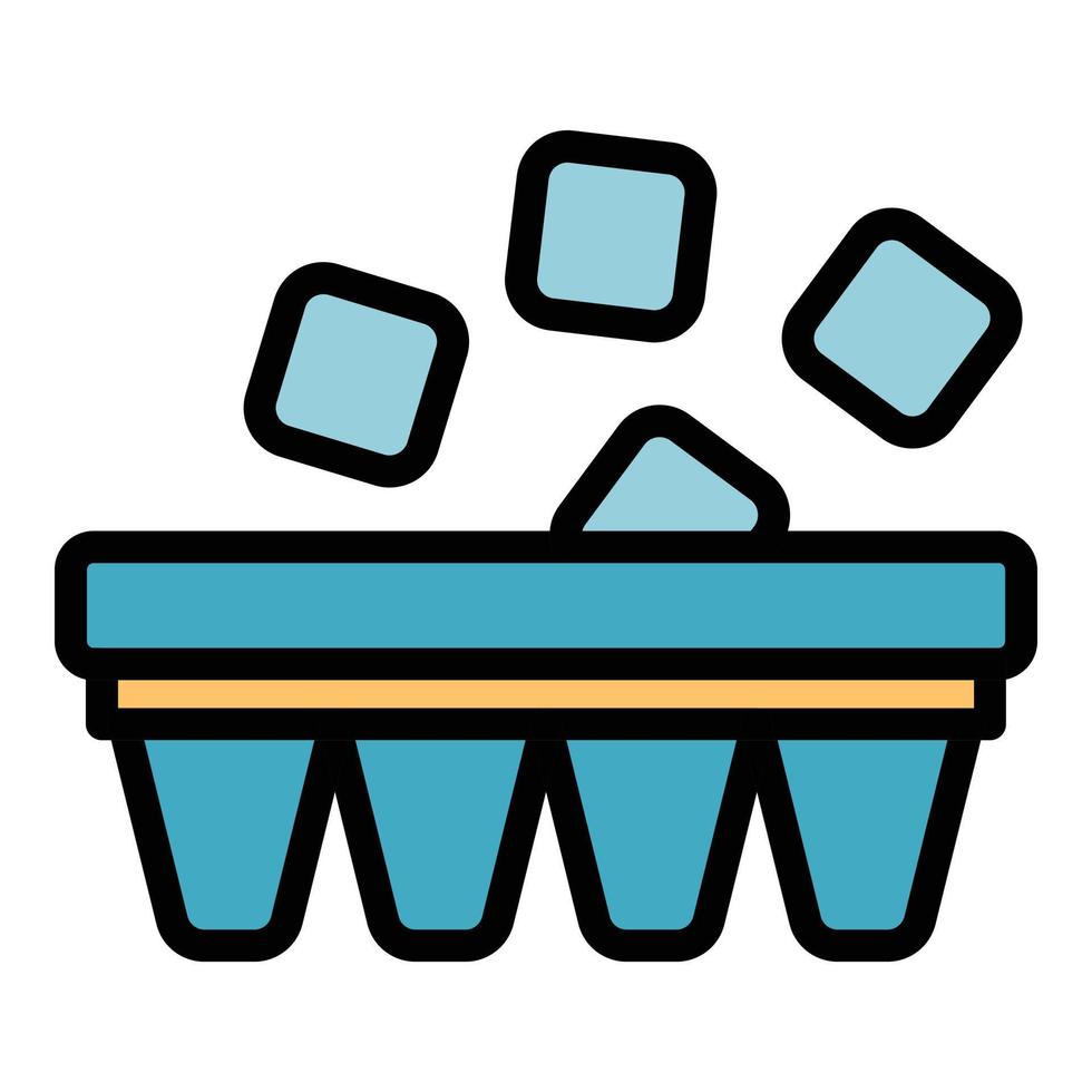 Ice from the refrigerator icon color outline vector