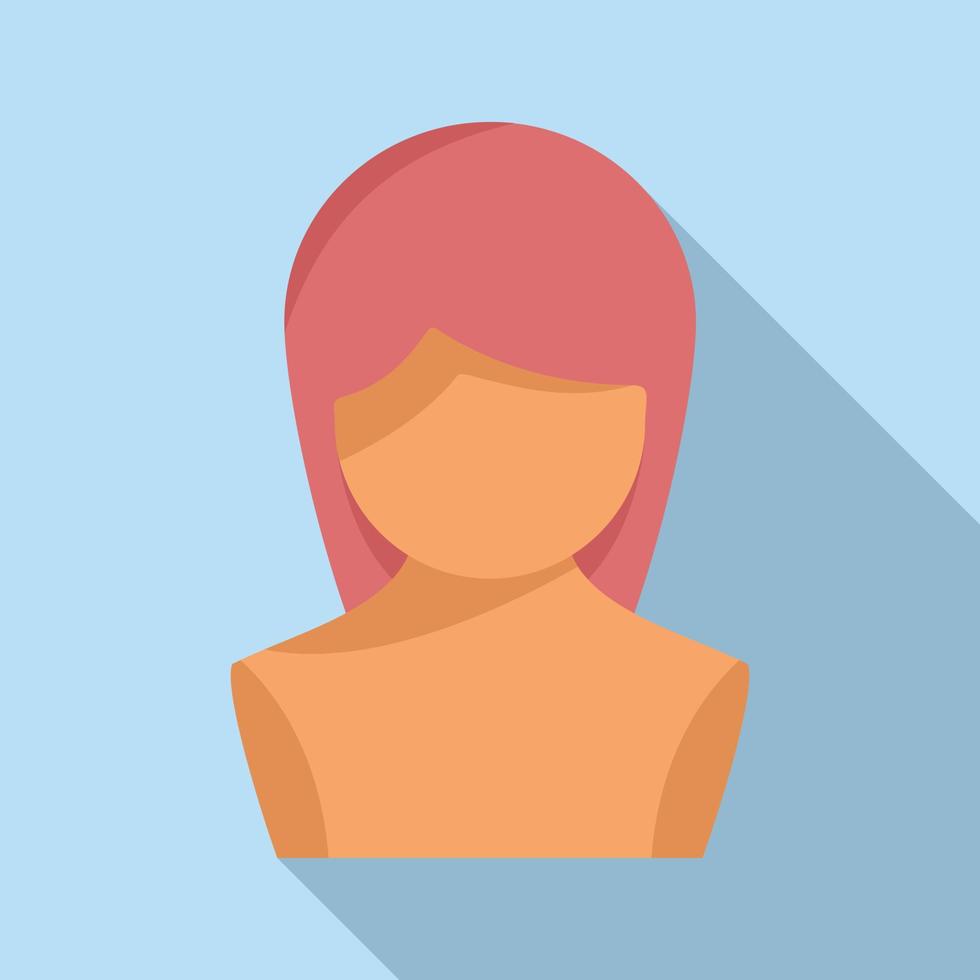 Girl wig icon flat vector. Head hair vector