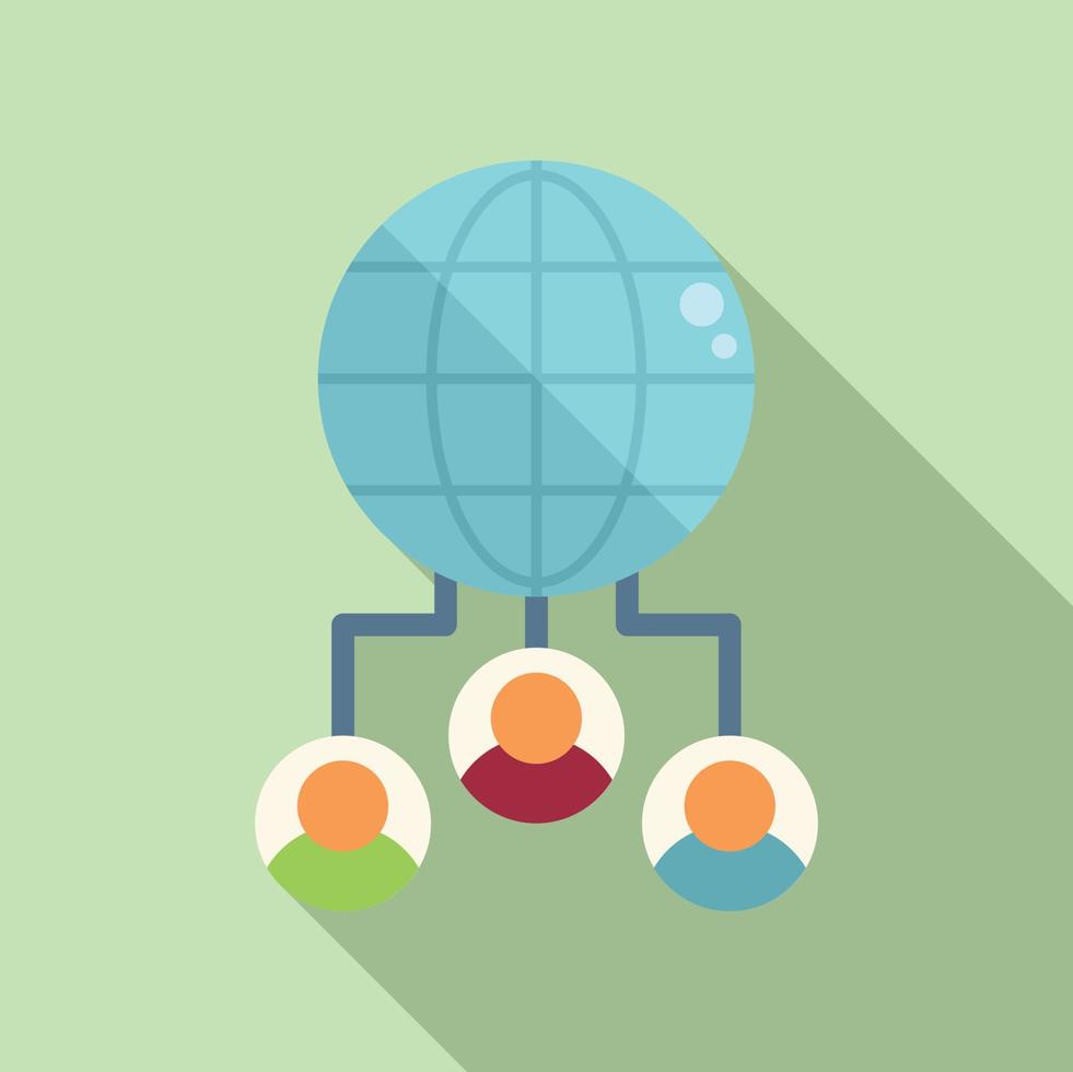 Global customer database icon flat vector. Crm data vector