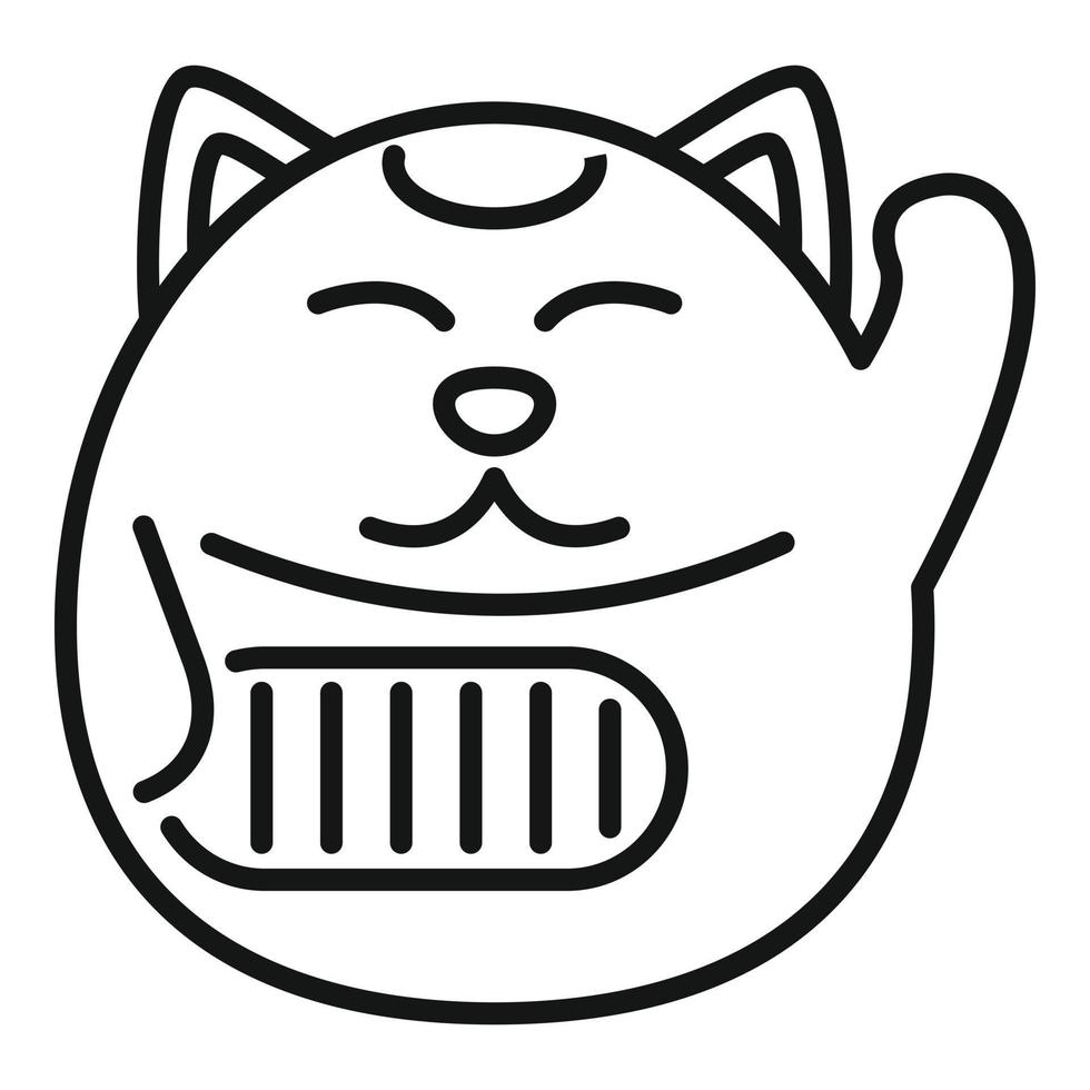 vector de contorno de icono de gato de la fortuna. suerte maneki