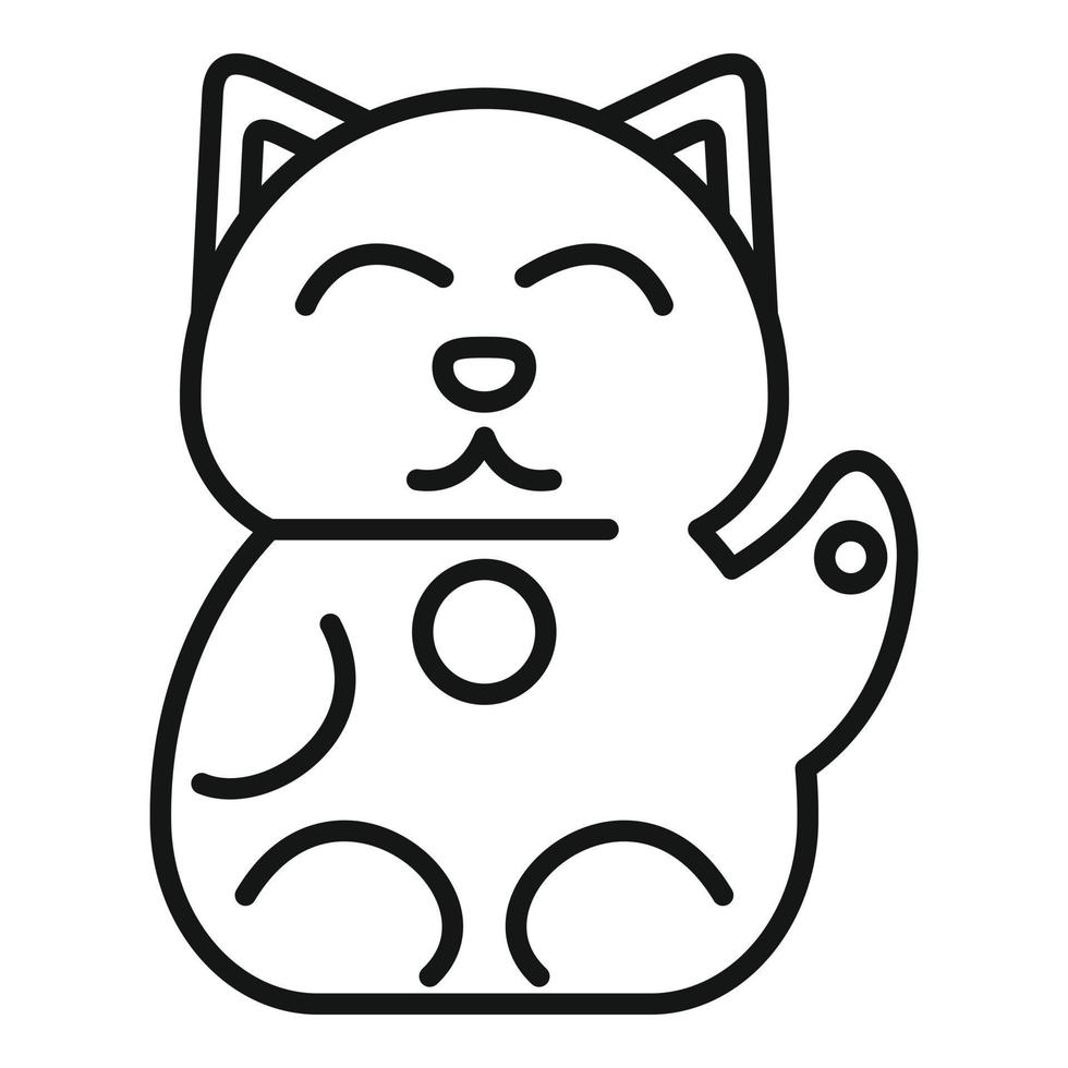 vector de contorno de icono de animal de gato afortunado. japón neko