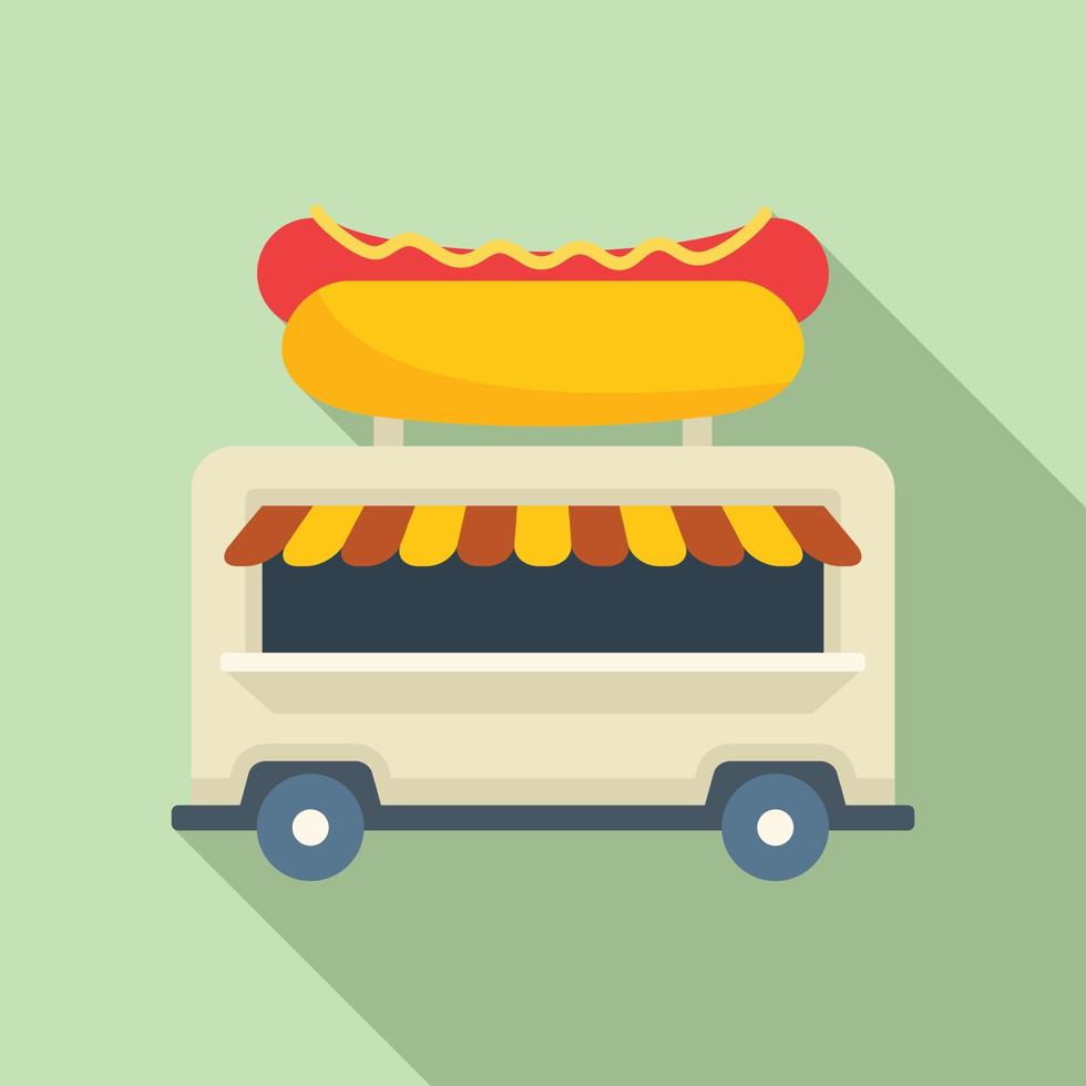 snack hot dog icono vector plano. carrito de comida