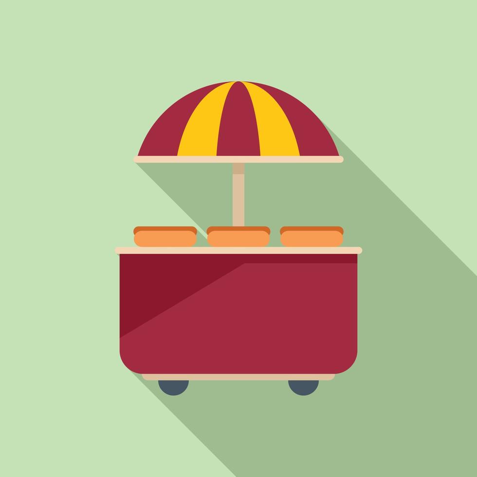 Hotdog stall icon flat vector. Hot dog cart vector