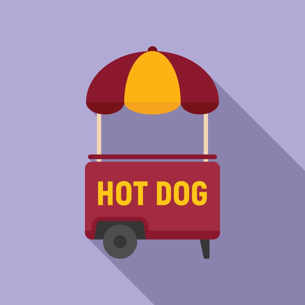 Hotdog kiosk icon flat vector. Cart food vector