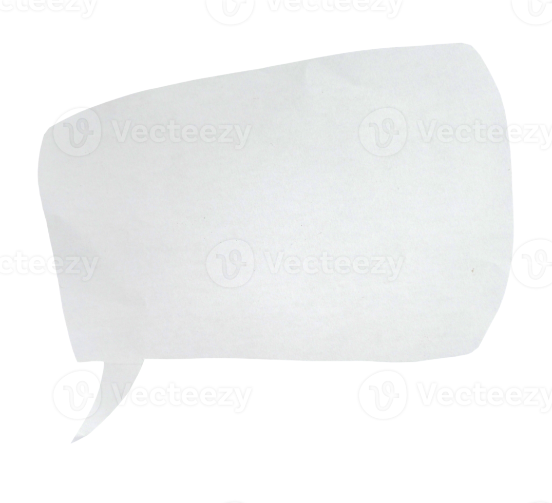 Paper bubble text in rectangle shape. Bubble speech in white crumpled paper texture. png