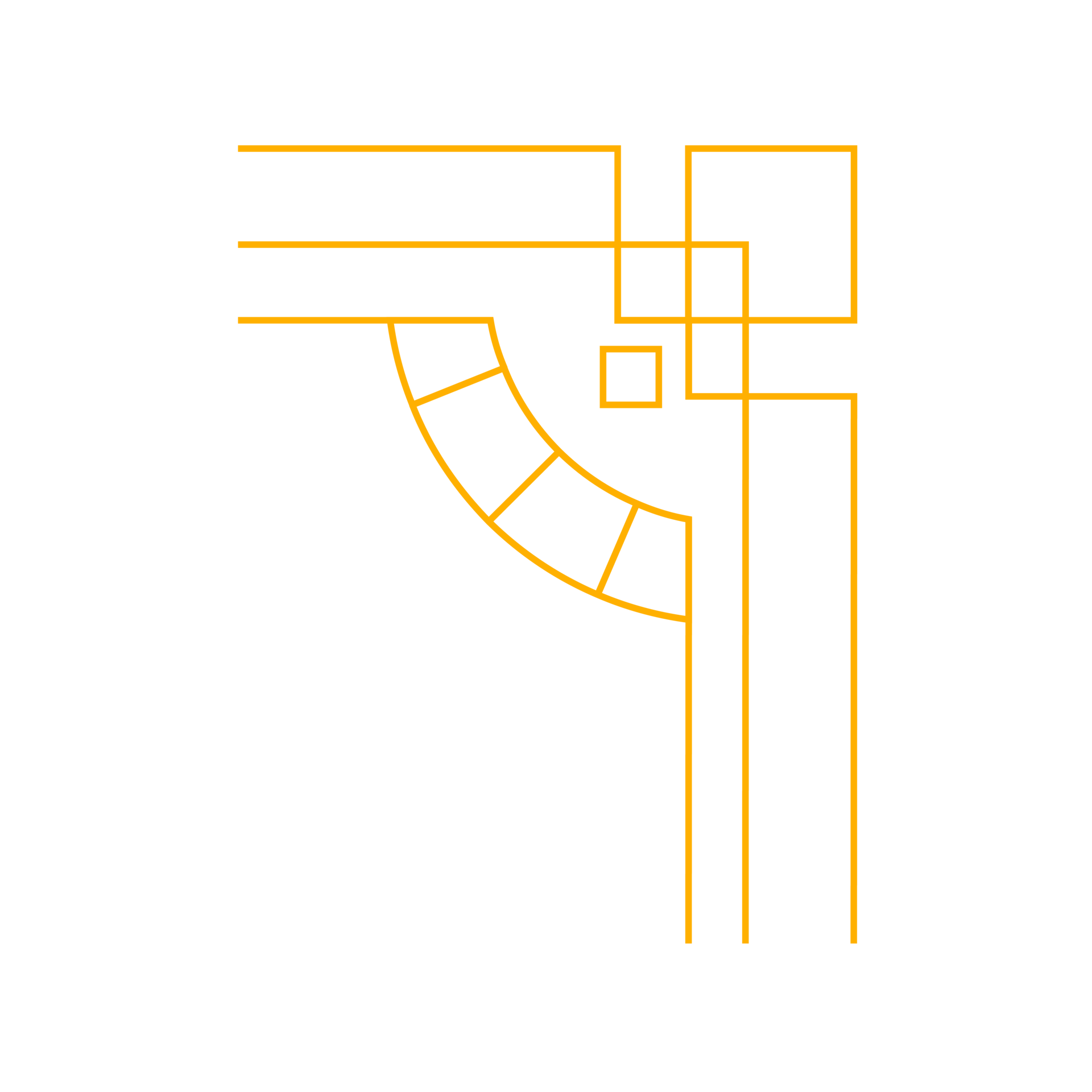 Corner Art deco outline stroke ornament in golden color for classy and