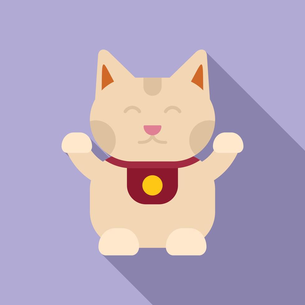 divertido gato afortunado icono vector plano. fortuna de japón