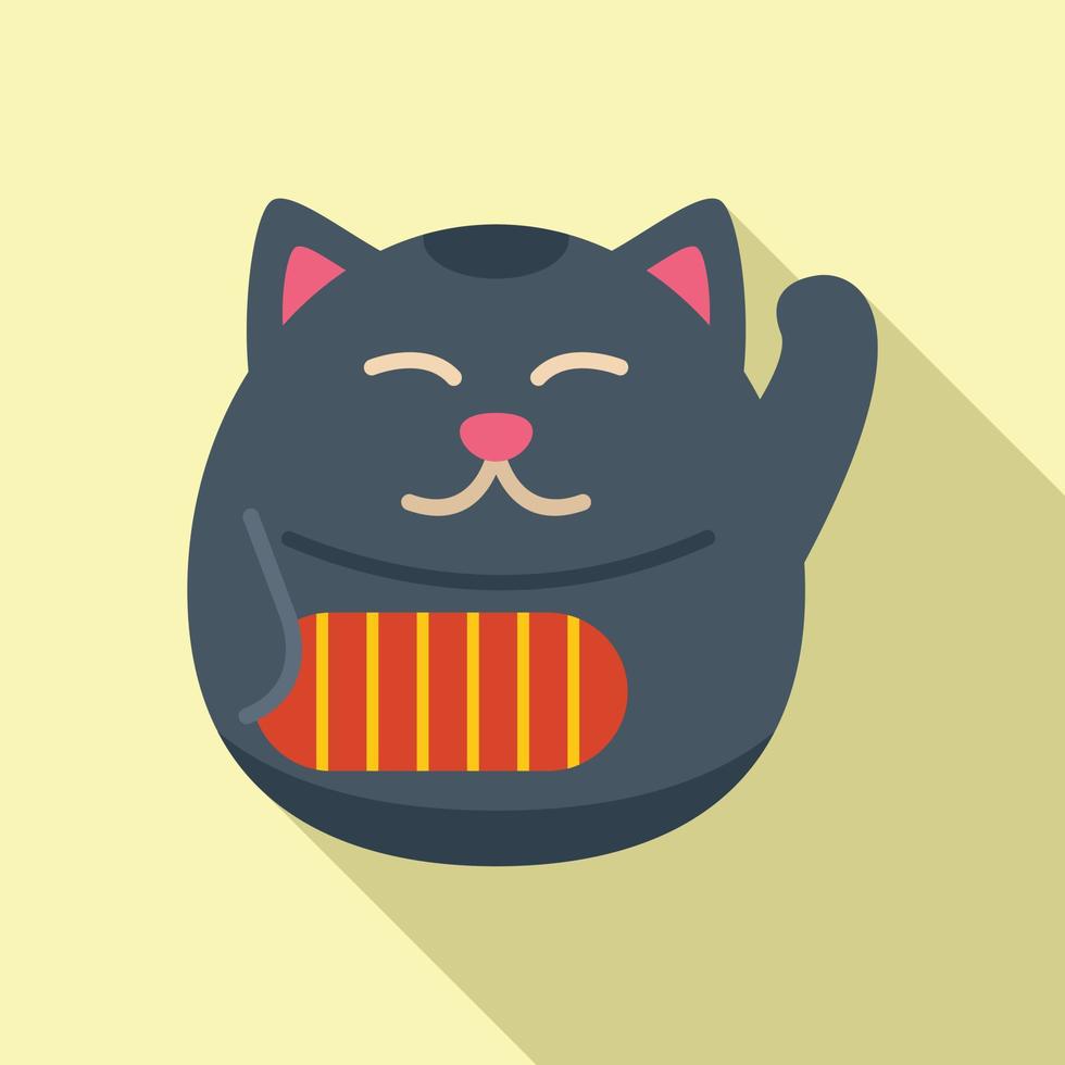 vector plano del icono del gato afortunado de la fortuna. japón neko