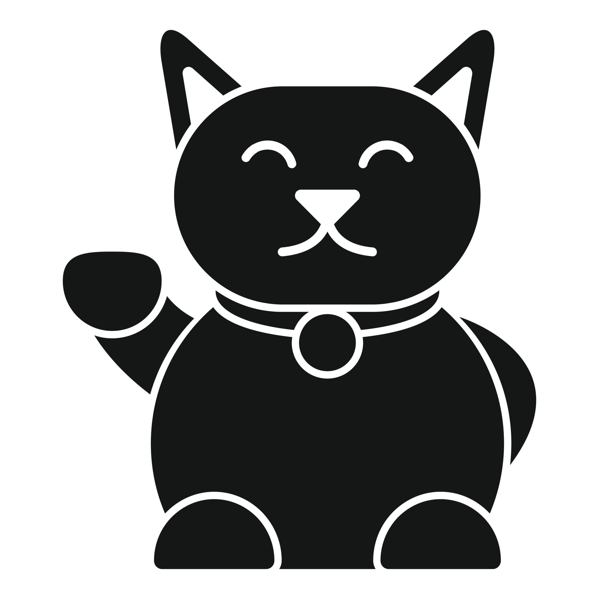 Funny lucky cat icon flat vector. Japan fortune. Cute animal