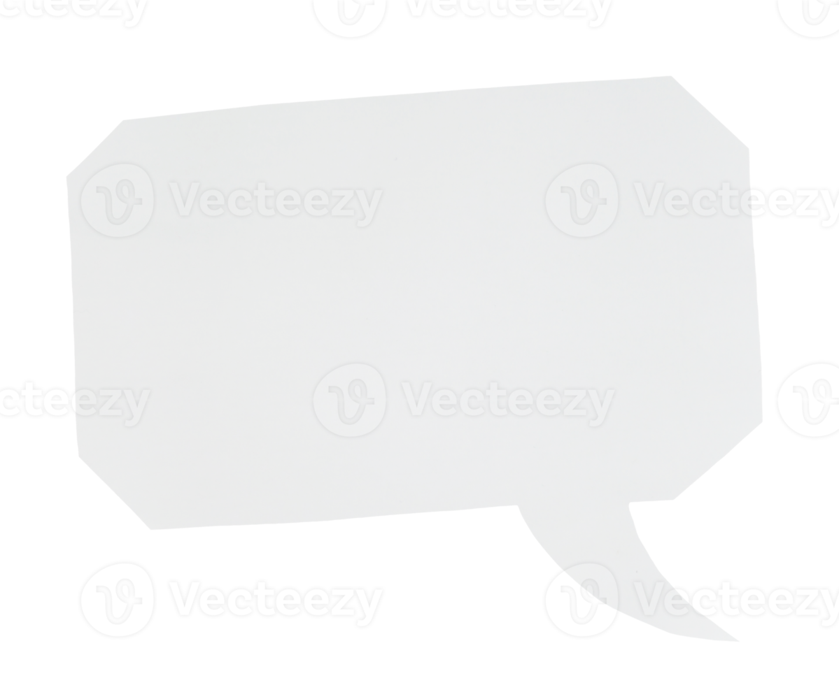 Paper bubble text in octagon shape. Bubble speech in white crumpled paper texture. png