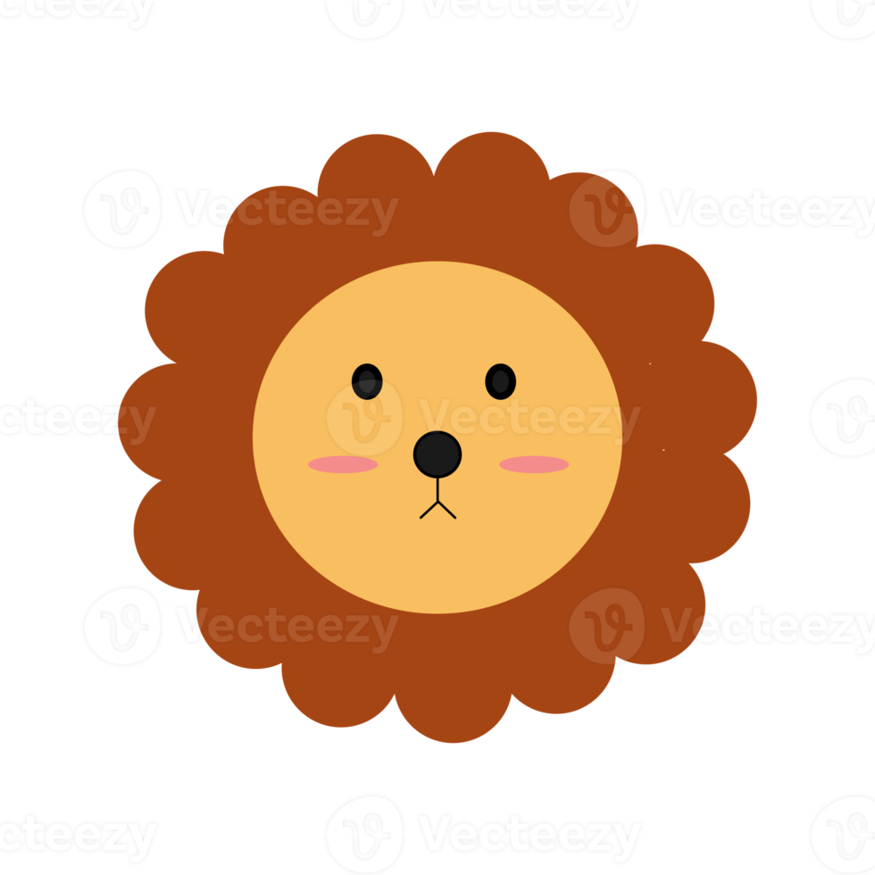 design de ilustração de personagem de leão fofo png