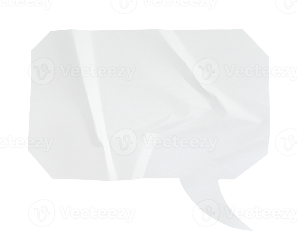 Papierblasentext in achteckiger Form. blasenrede in der weißen zerknitterten papierbeschaffenheit. png