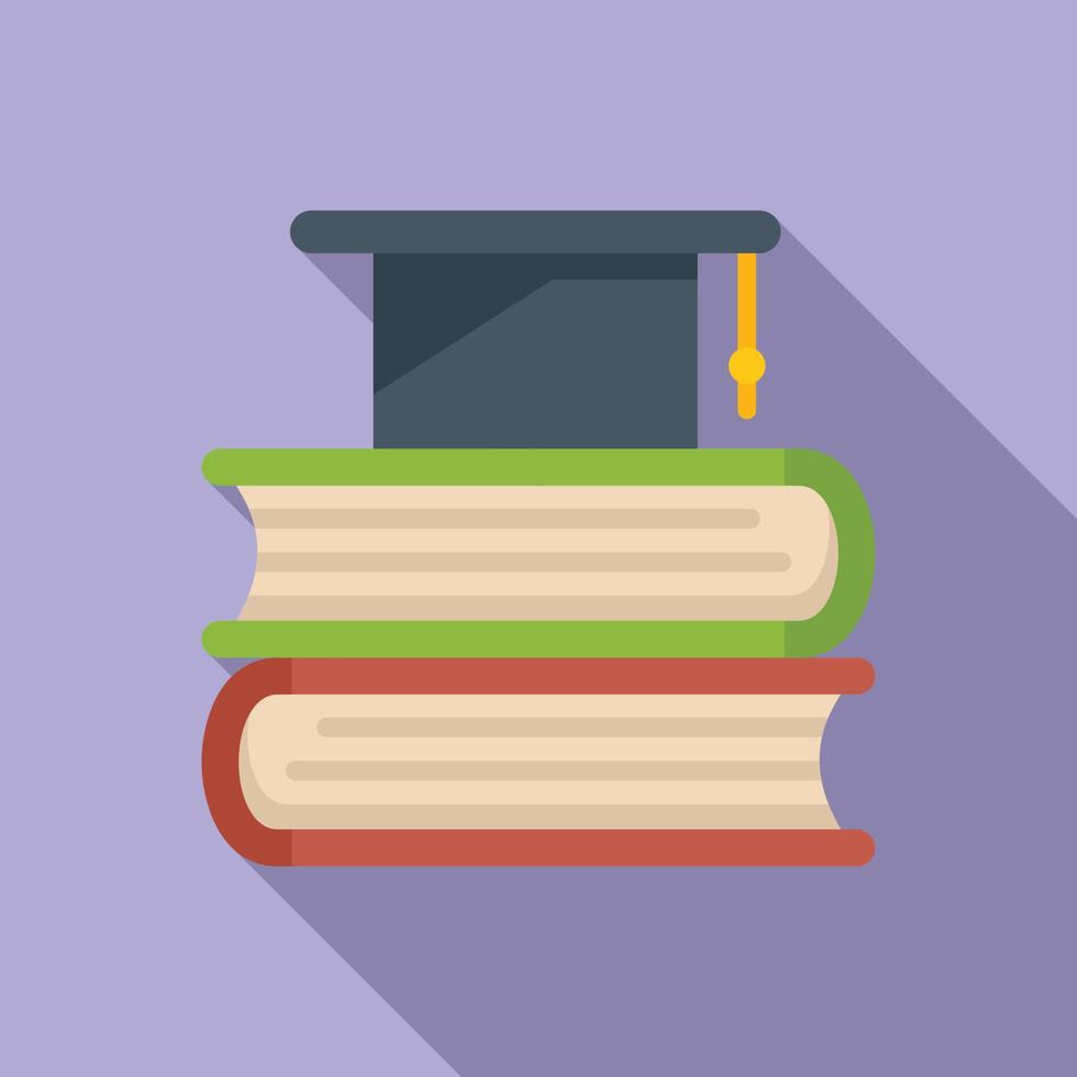 Graduation book stack icon flat vector. University study vector