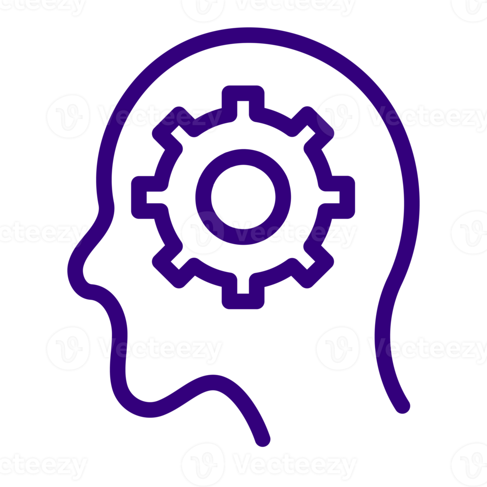 design de ícone de cabeça e engrenagem para tema de tecnologia de inteligência artificial png