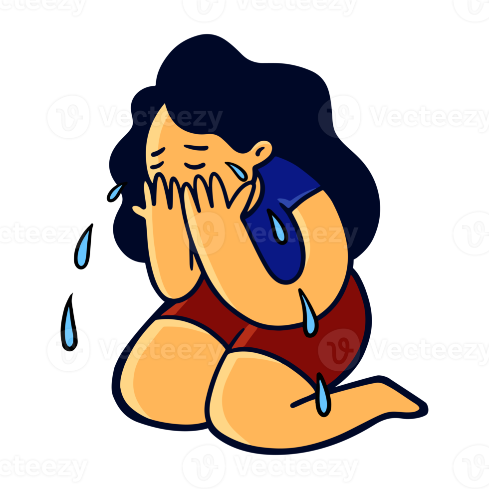 as mulheres choram em desenho animado fofo png