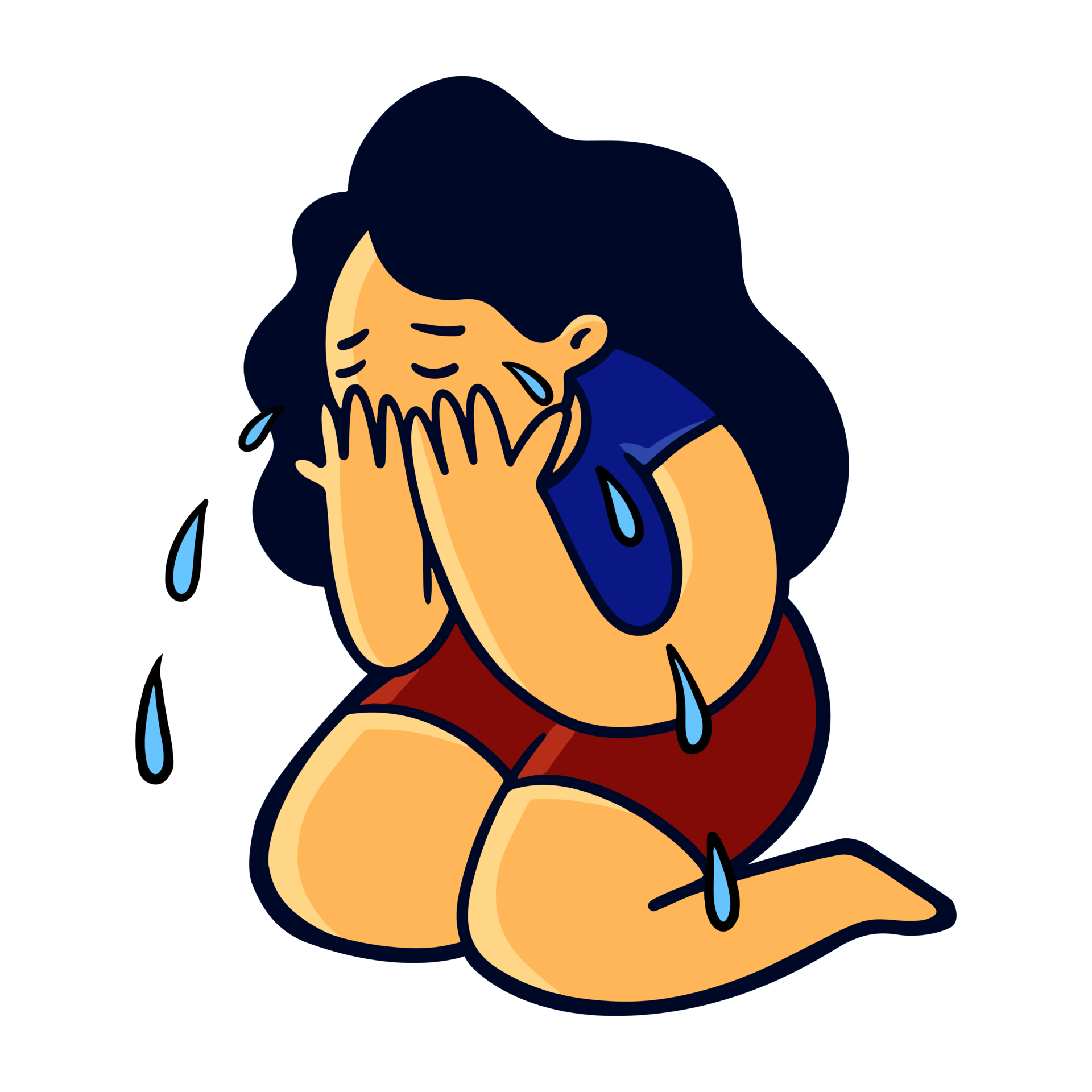 Women Cry In Cute Cartoon 15152943 Png