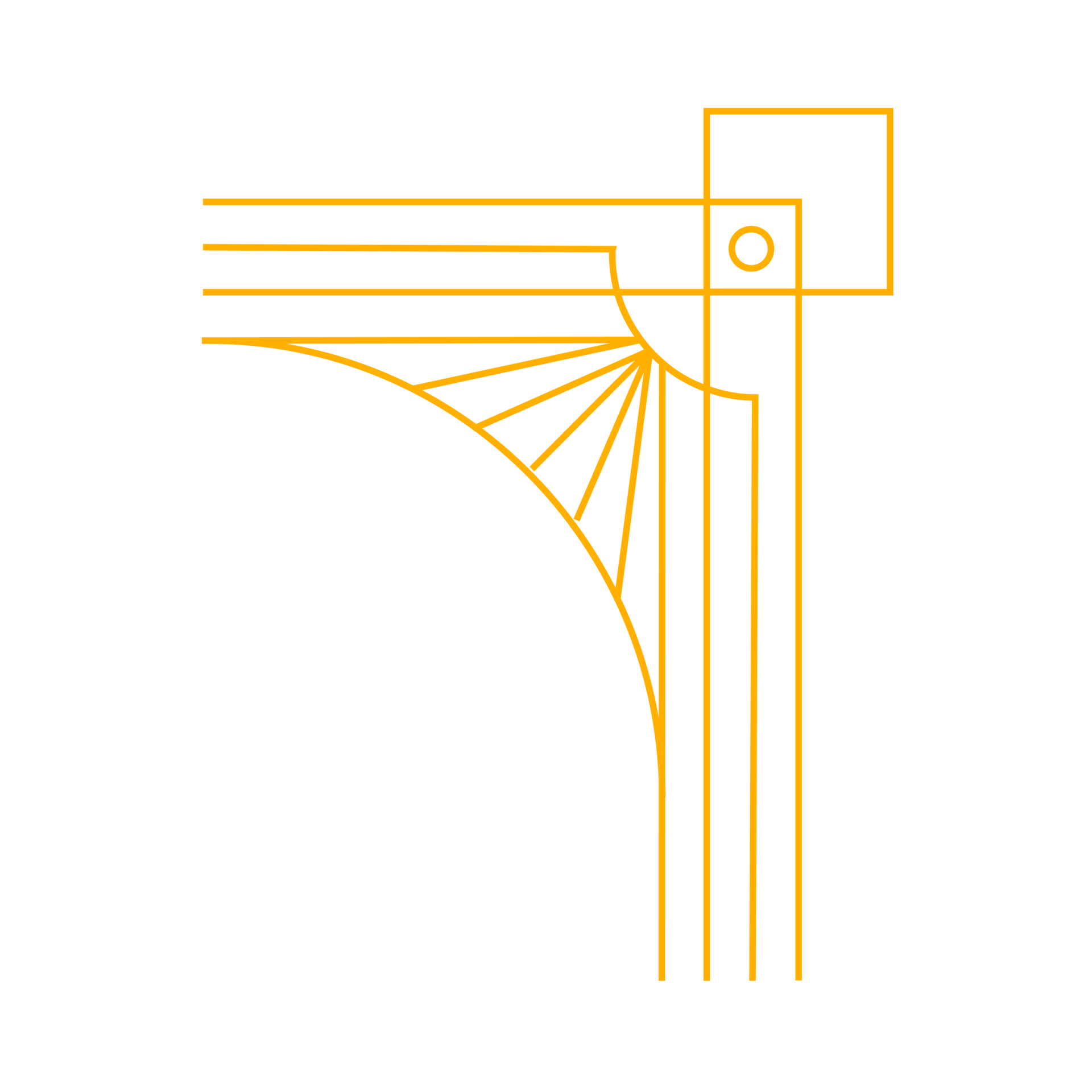 Corner Art deco outline stroke ornament in golden color for classy and