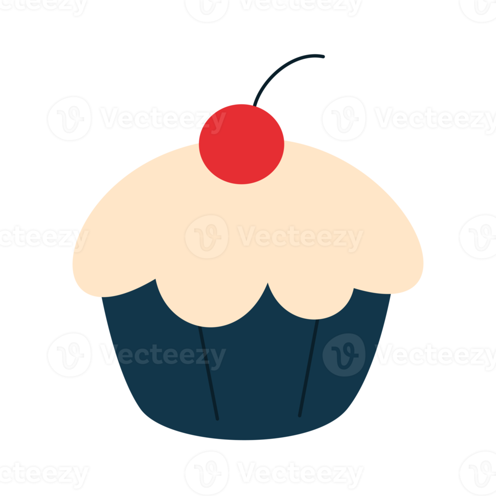 Cute simple cupcake illustration png