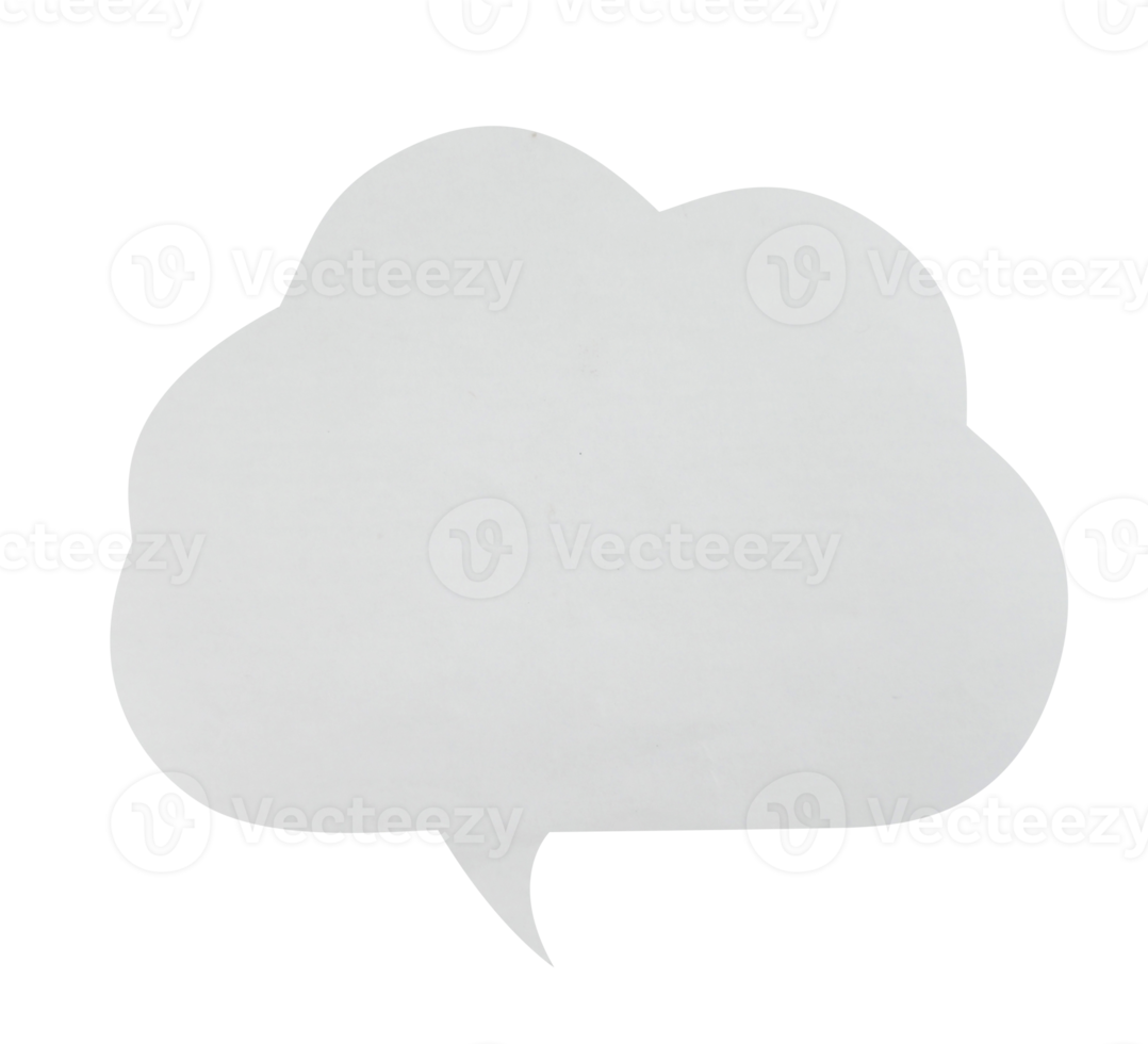 Paper bubble text in cloud shape. Bubble speech in white crumpled paper texture. png