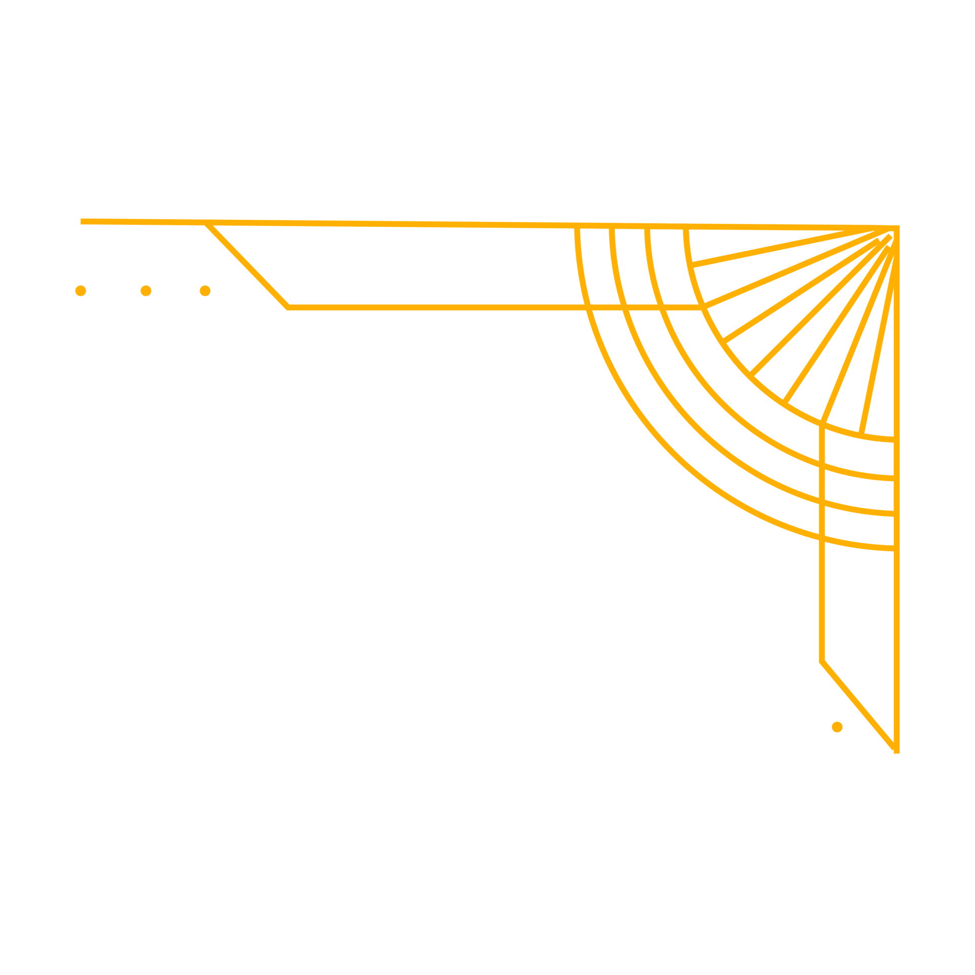 Corner Art deco outline stroke ornament in golden color for classy and