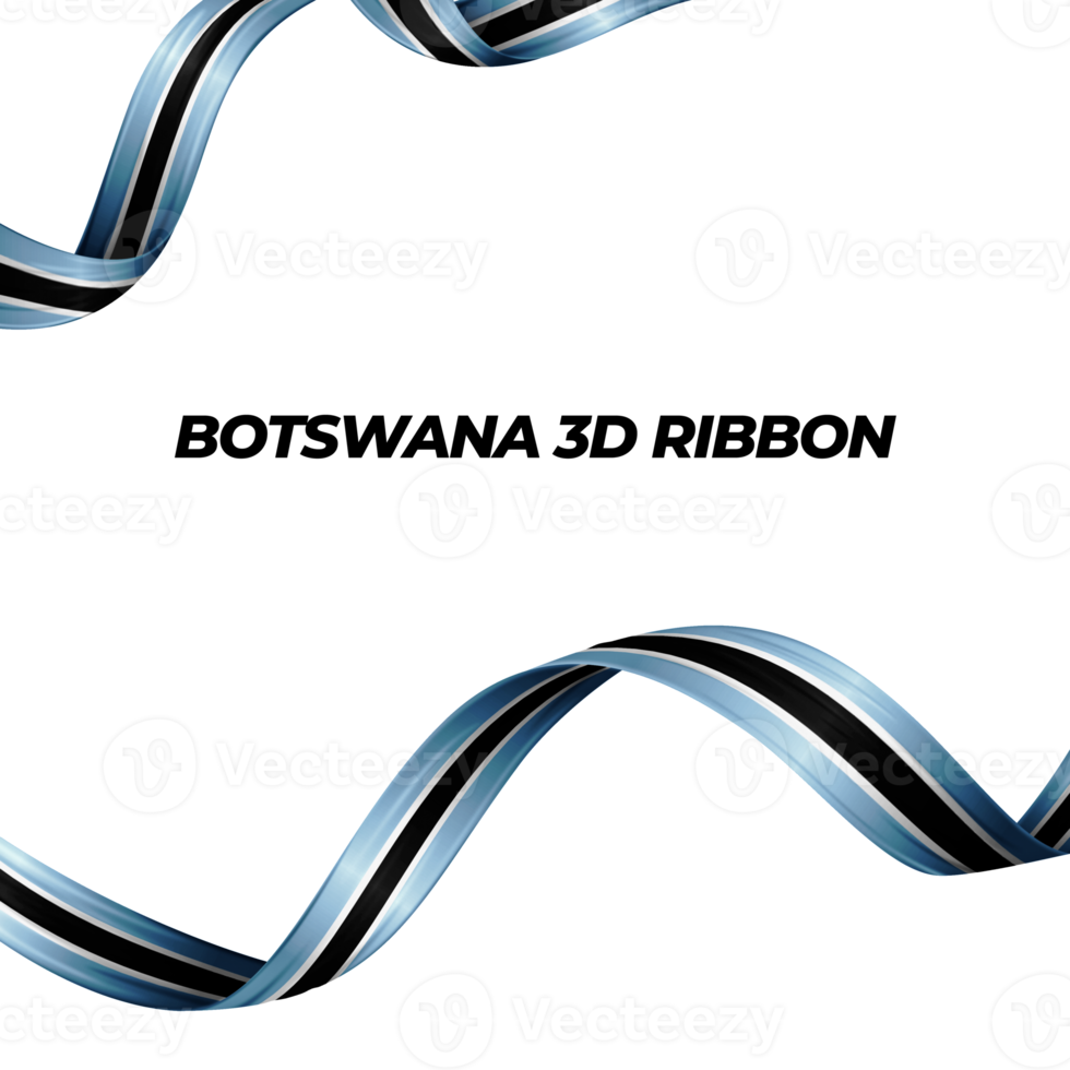 Ribbon with botswana flag color 3d png