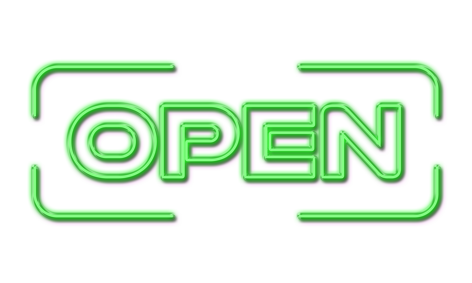 Open green color with neon effect png