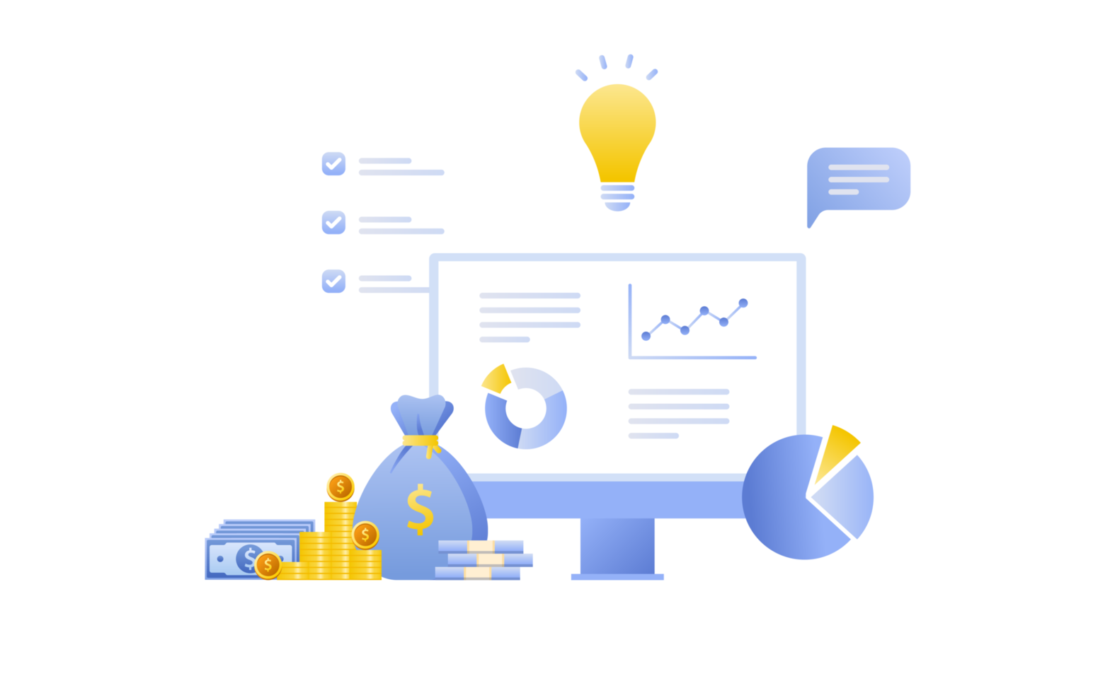 Financial management concept and investment, Flat design of payment and finance with money, cash, banknote, calculator and credit card. png