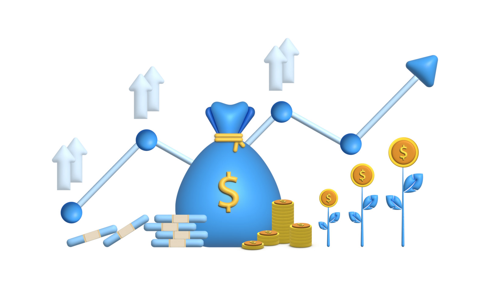 Concept de gestion financière d'illustration 3d et investissement, modèle de bannière de paiement avec de l'argent. png