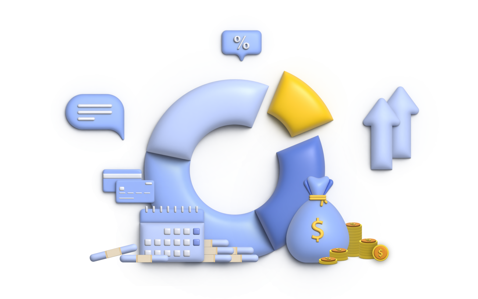 3D Illustration financial management concept and investment, Banner template of payment with money. png