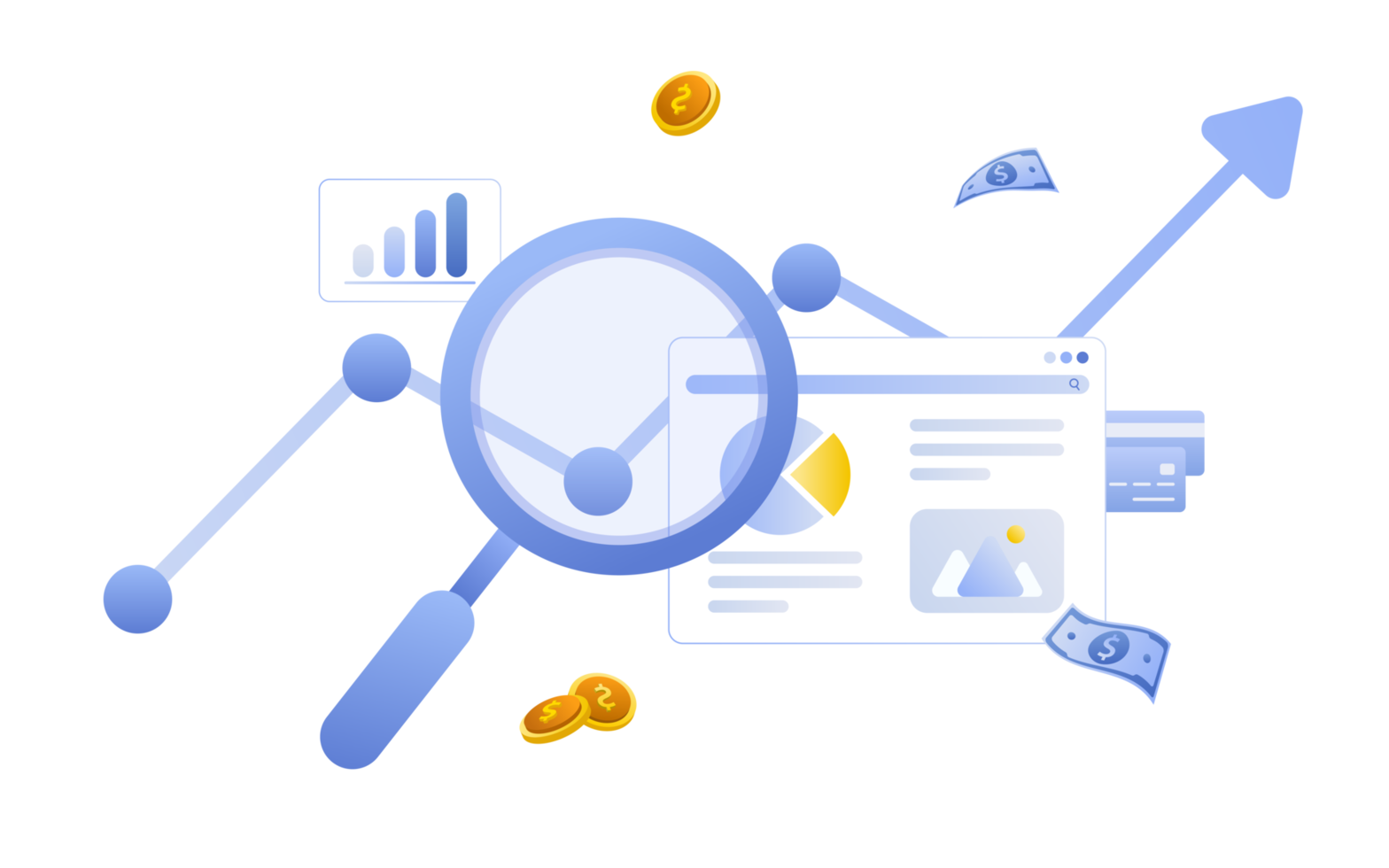 Financial management concept and investment, Flat design of payment and finance with money, cash, banknote, calculator and credit card. png