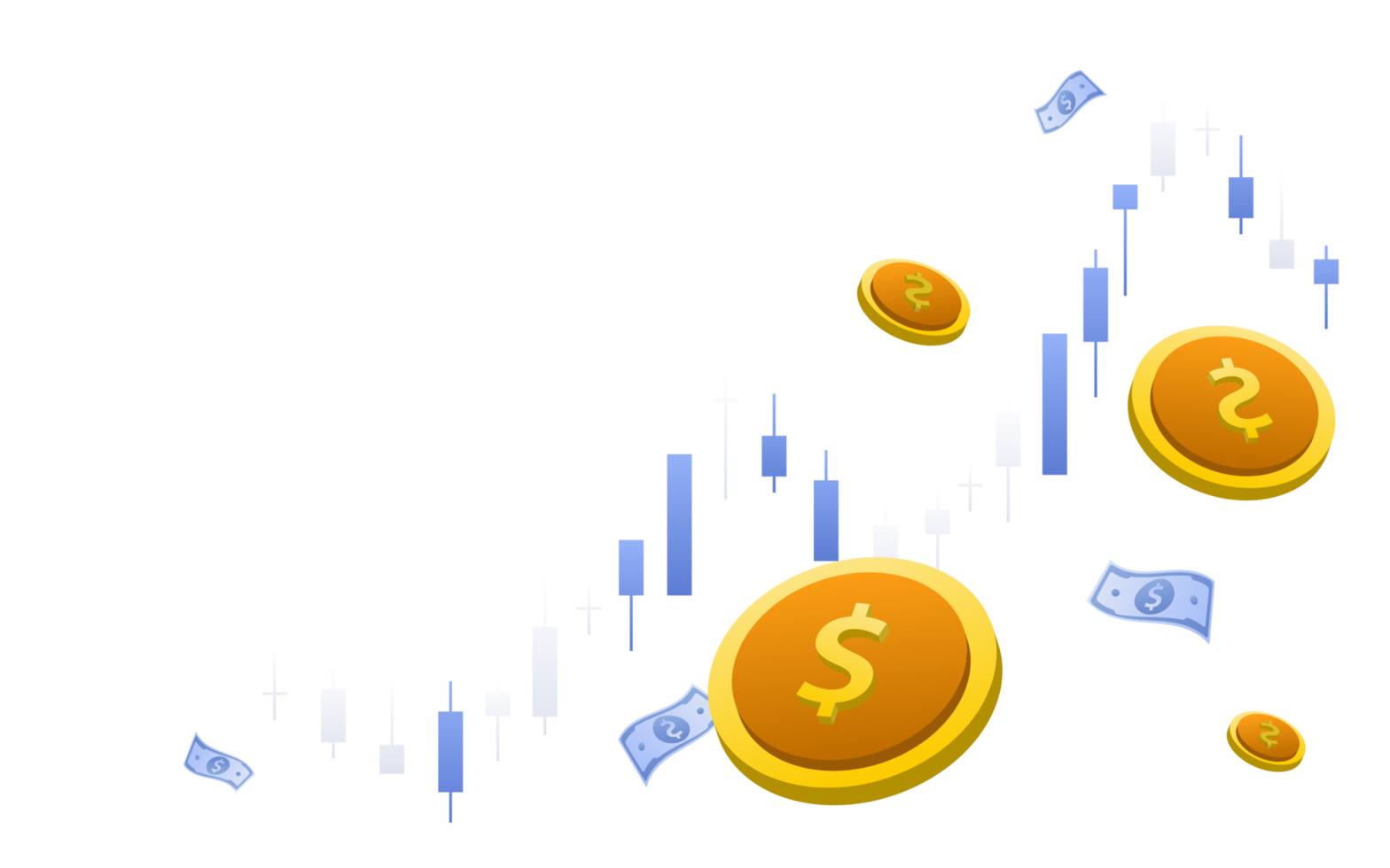 concepto de gestión financiera e inversión, diseño plano de pago y financiación con dinero, efectivo, billetes, calculadora y tarjeta de crédito. png