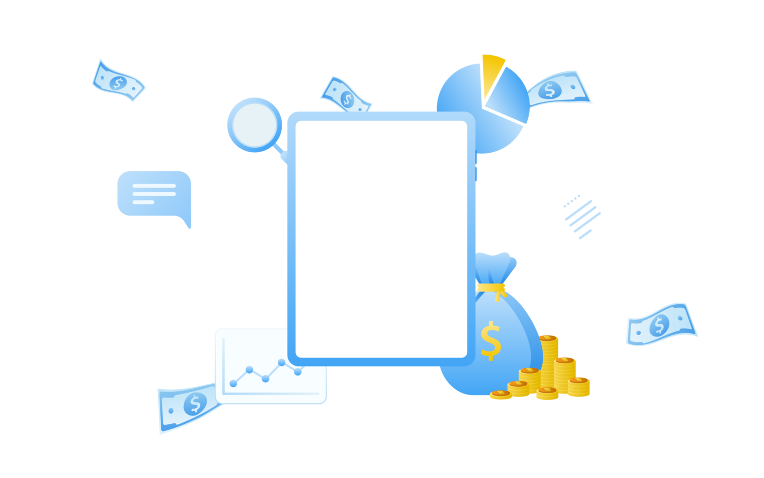 Financial management concept and investment, Flat design of payment and finance with money, cash, banknote, calculator and credit card. png